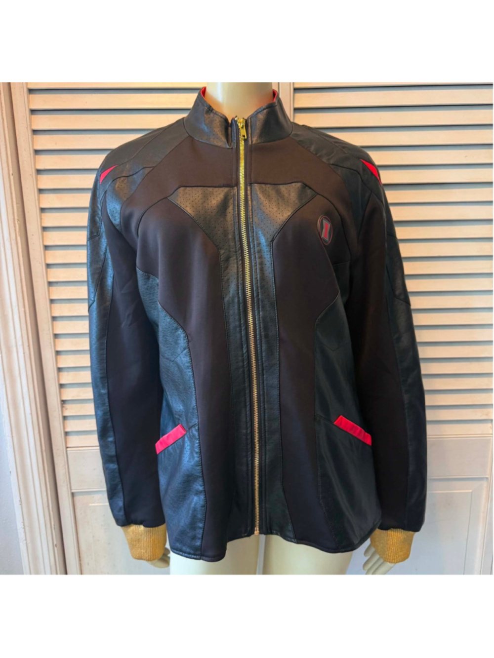 Marvel Studio Black Widow Leather Jacket Red and Black Size XL